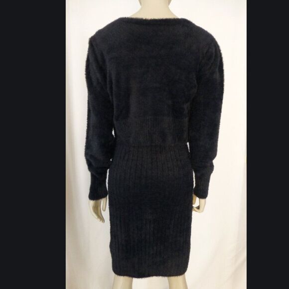 NWOT Freshman 1996 2-Piece Set, Ribbed, and Fuzzy Black Dress with Cardigan - Picture 7 of 13